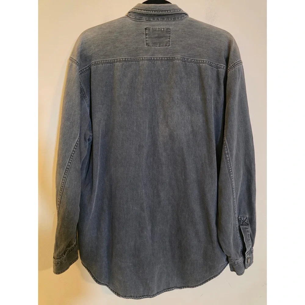 Vintage Levis Denim Button Down Shirt Mens Medium Gray Faded Long Sleeve Cotton